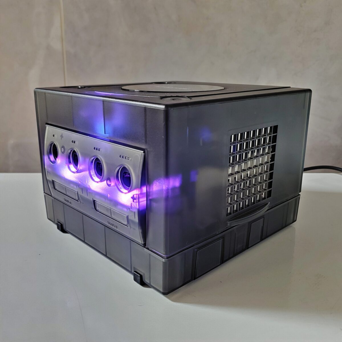 Custom Picoboot Modded Smoke Nintendo GameCube DOL-001 + Purple LEDs - #7612