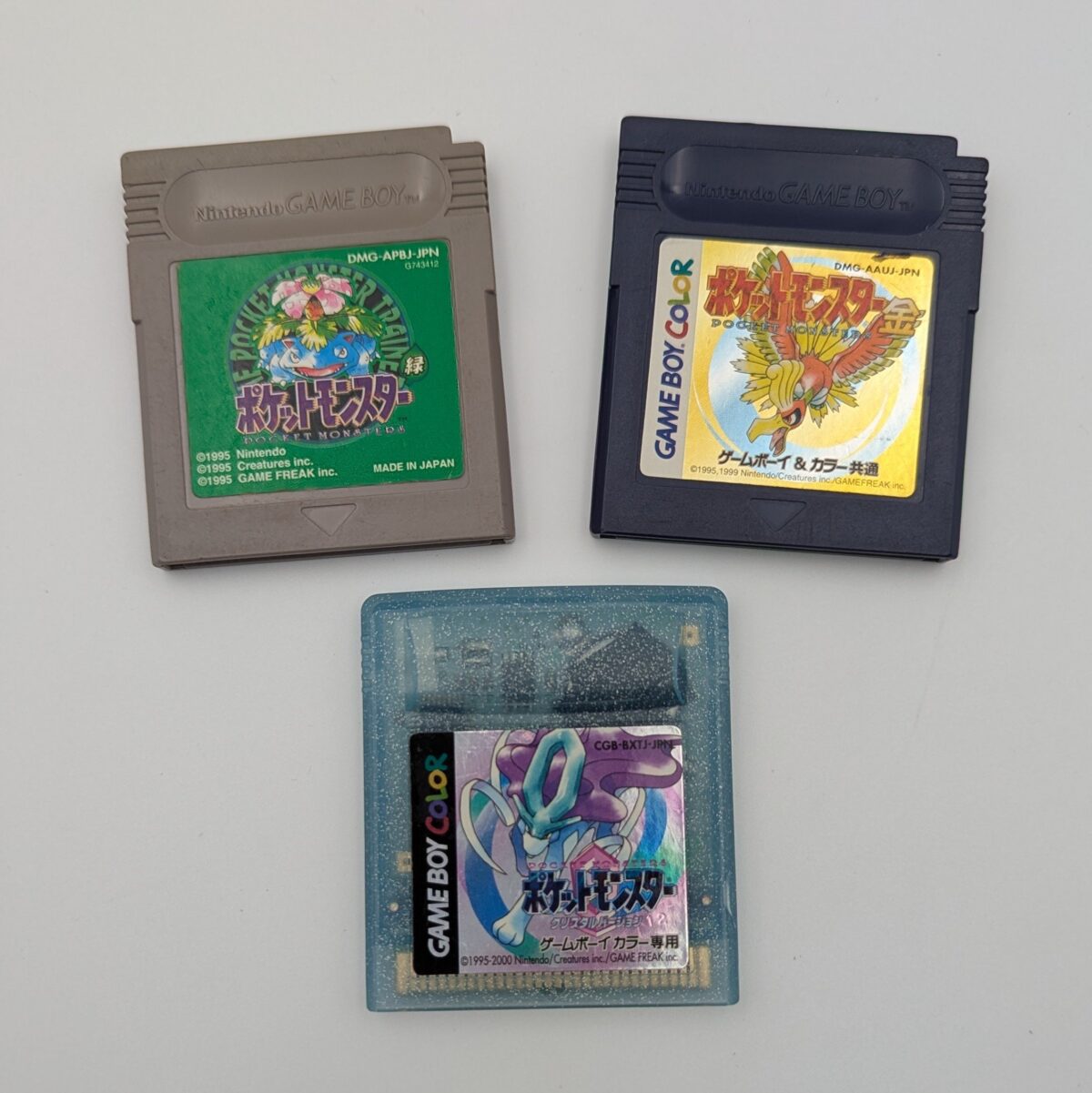 Pokémon Gold, Crystal, and Green - Japanese Loose Cartridges
