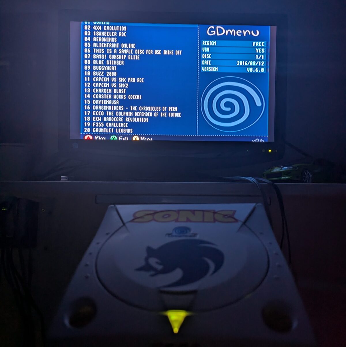 Custom Sonic Themed SEGA Dreamcast - Refurbished, GDEMU Modded