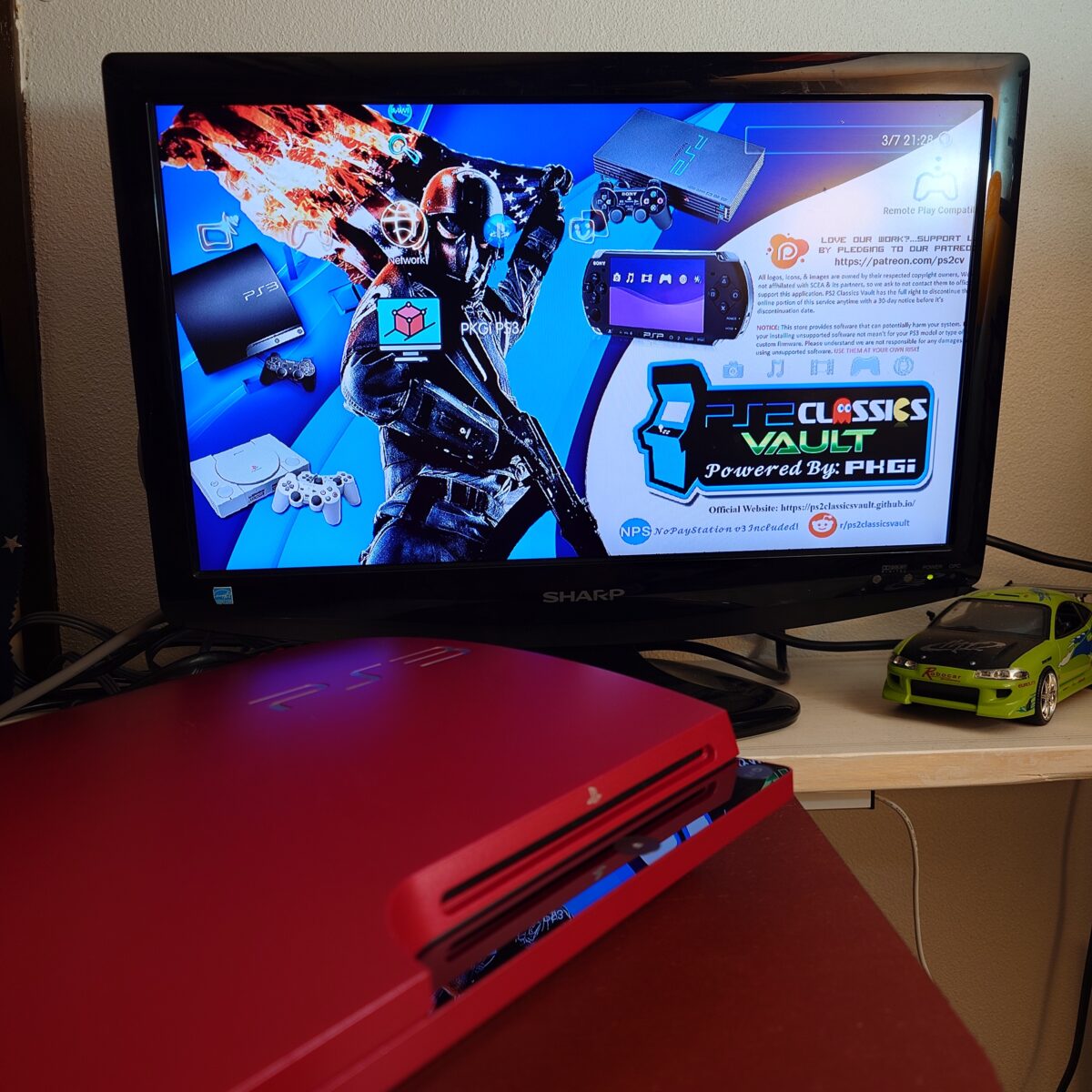 Sony PlayStation 3 Slim Scarlet Red 320GB, CECH-3000B SR, Refurbished & HEN Modded