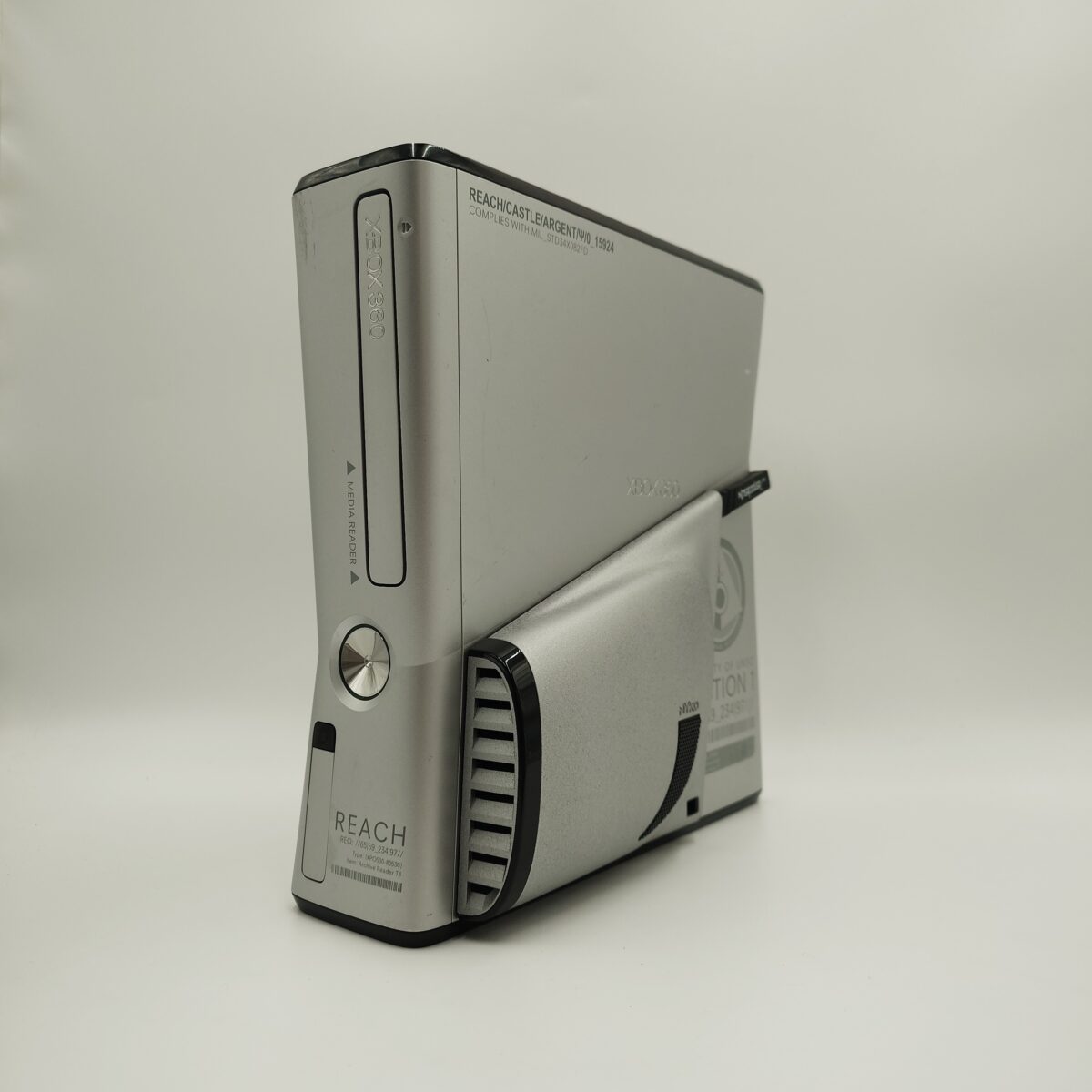 Refurbished RGH Xbox 360 Slim - Halo Reach Edition, Tri-Color Ring Lights + Silver Nyko Cooling Upgrade